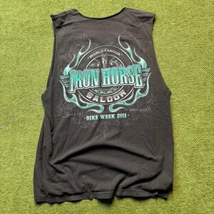 Iron Horse Saloon Bike Week 2011 Cutoff Tank Black Pocket Graphic Mens Medium